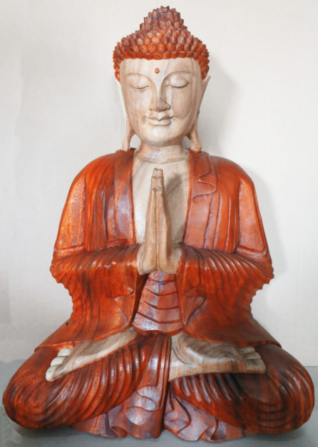 Buddha Statue Hand Carved Suar Wood 60cm