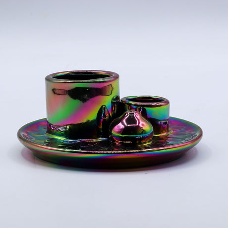 Porta Incenso Palo Santo Smudge Mandala Iridescente in Ceramica