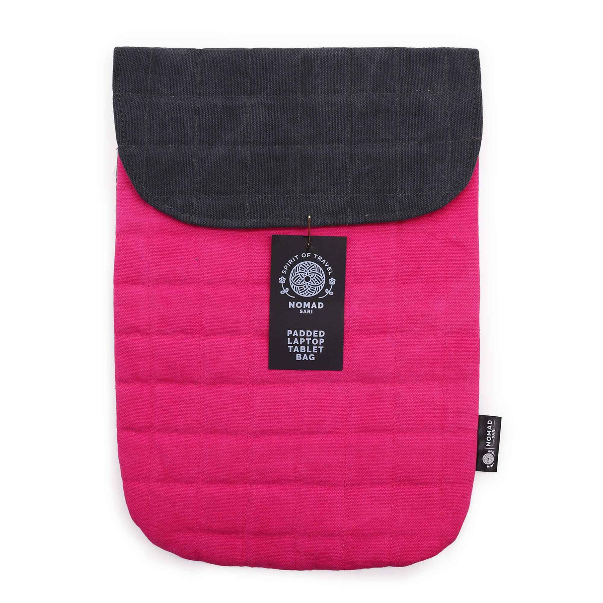 Quilted Padded Laptop Sleeve – Fuchsia & Charcoal