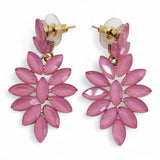 Soft Pink Vintage Glass Floral Gold Drop Earrings