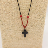 Cord Necklace Gemstone Pendant – Black Agate Cross