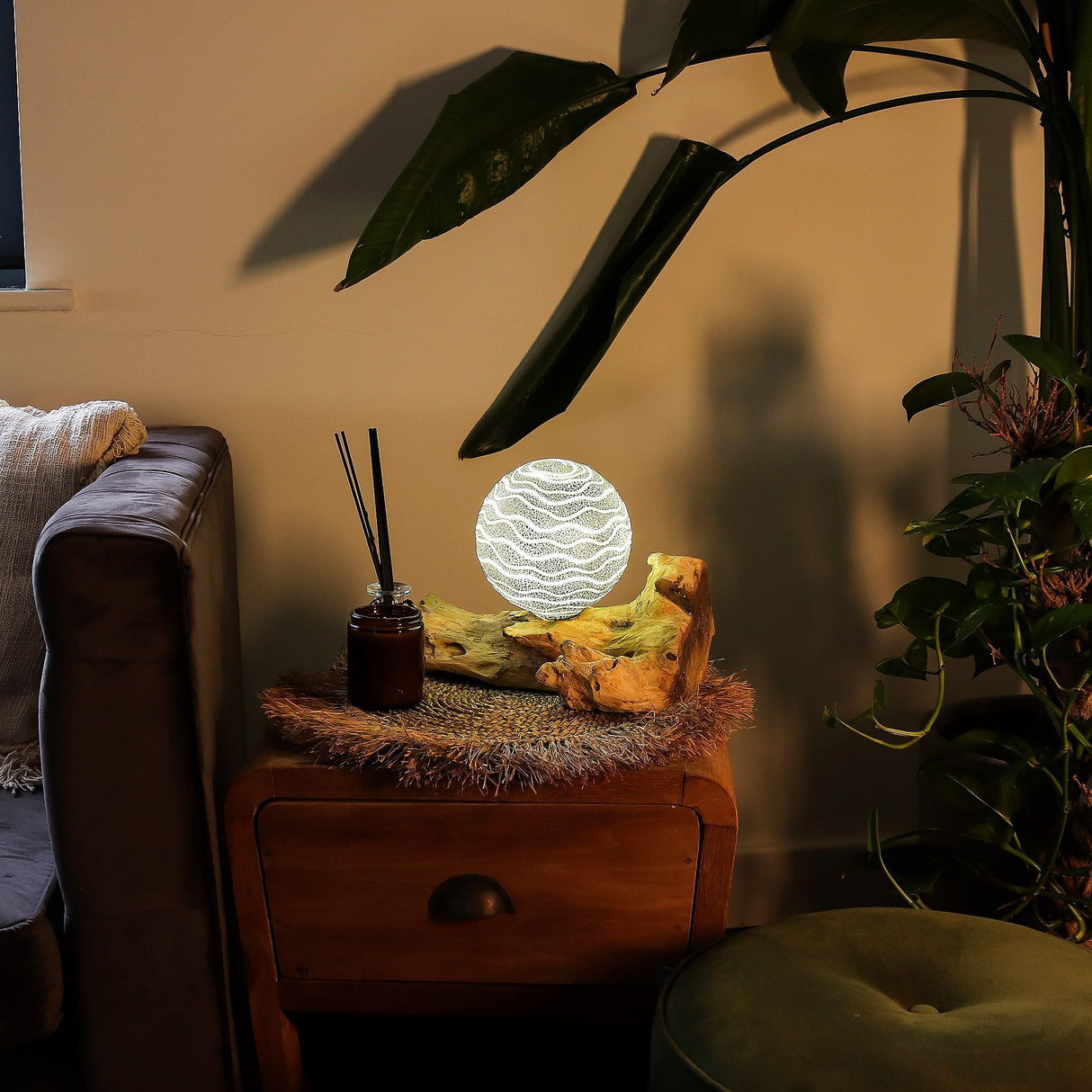 Lampe DriftGlow Abat-jour Luna Gris