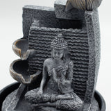 Stolikowa fontanna wodna 19x19x28 cm – Budda, kaskadowe dzbanki z lotosem