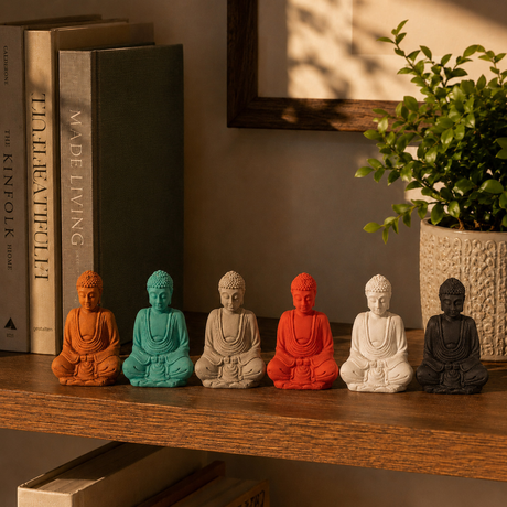 Mini Buddha Statues Assorted Colours Set of 6