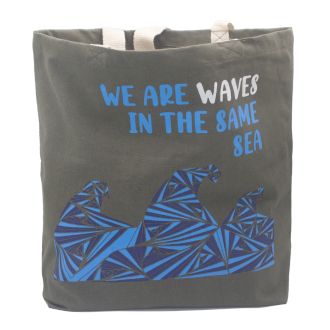 Katoenen draagtas, grijs We Are Waves