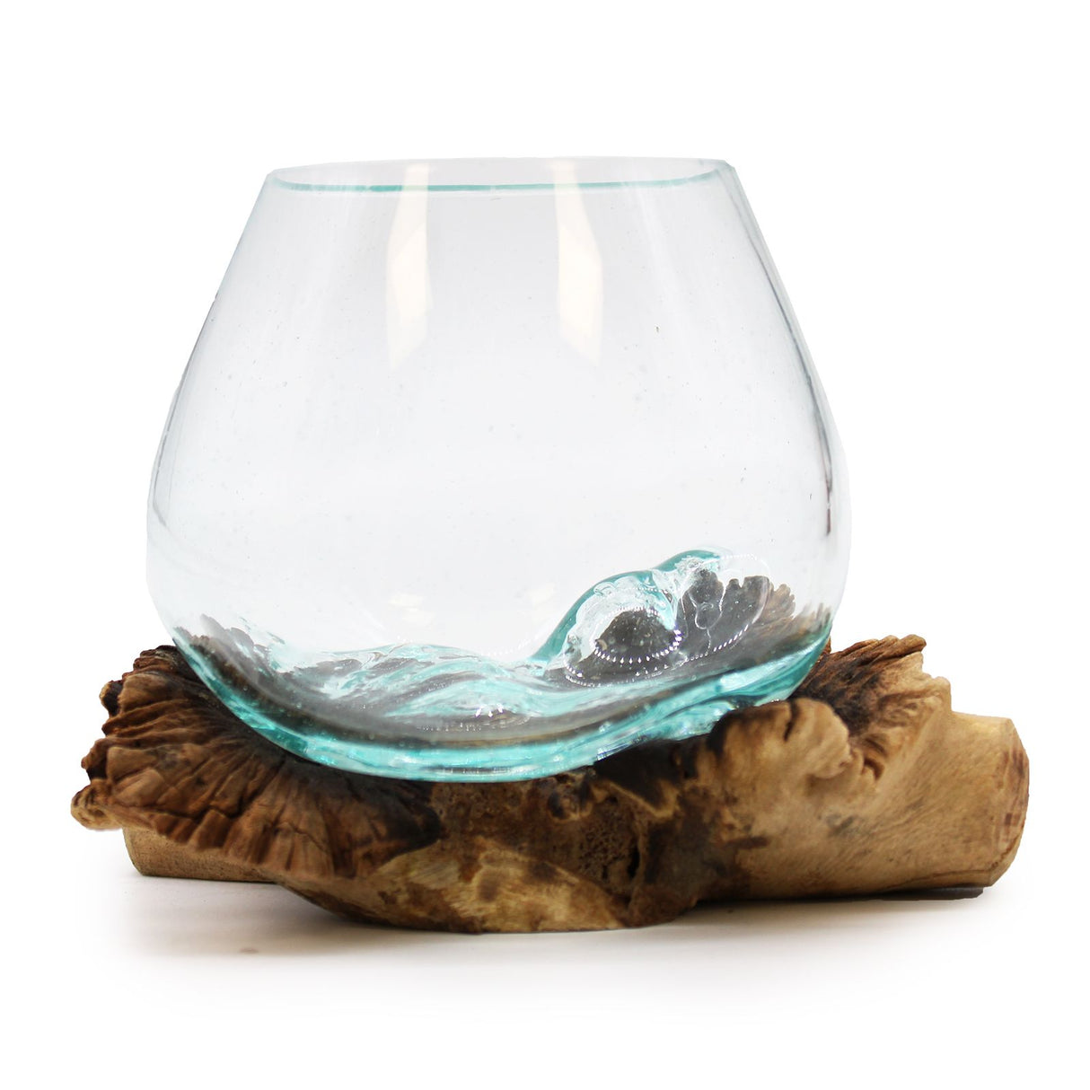 Molten Glass Bowl on Parasite Wood Stand