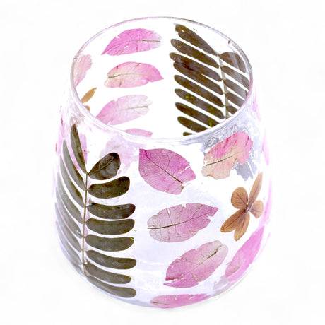 Botanical Recycled Glass Tealight Candle Holder Vase 12x11cm