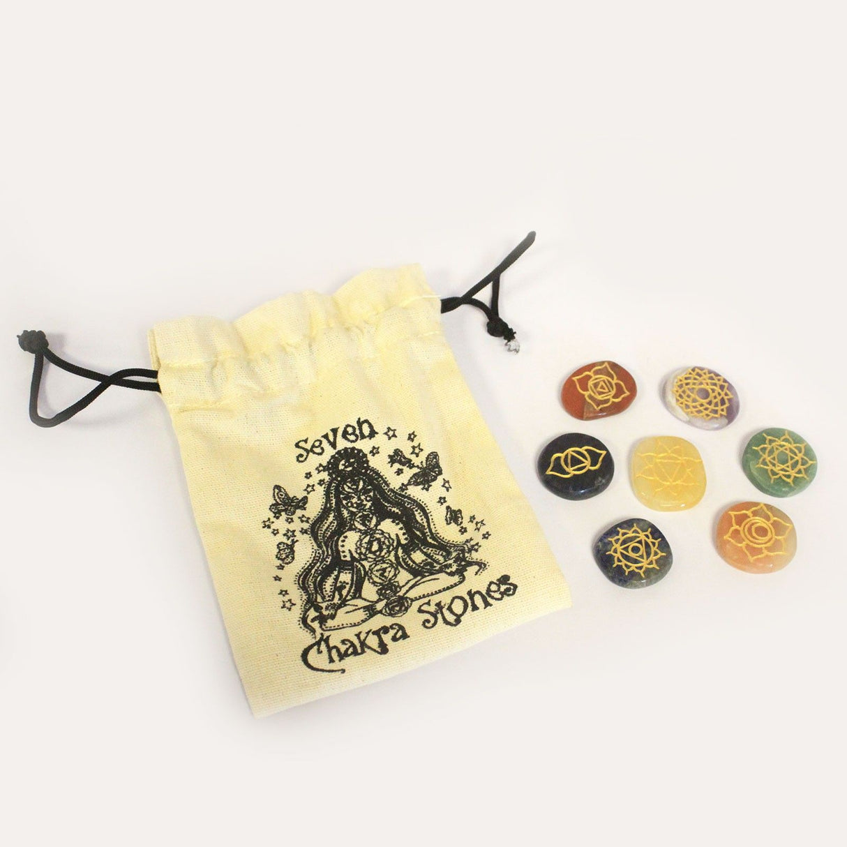 Комплект от 7 малки заоблени камъни за чакри