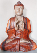 Buddha szobor kézzel faragott fa 60cm két kéz