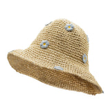 Nomad Sari Floppy Straw Sun Hat – Beige & Flowers