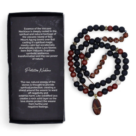 Lava Stone Mala Necklace for Protection