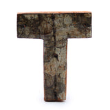 Letra T de madera rústica, 7 cm