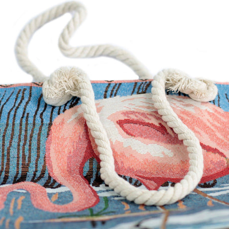 Rope Handle Bag, Pink Flamingo