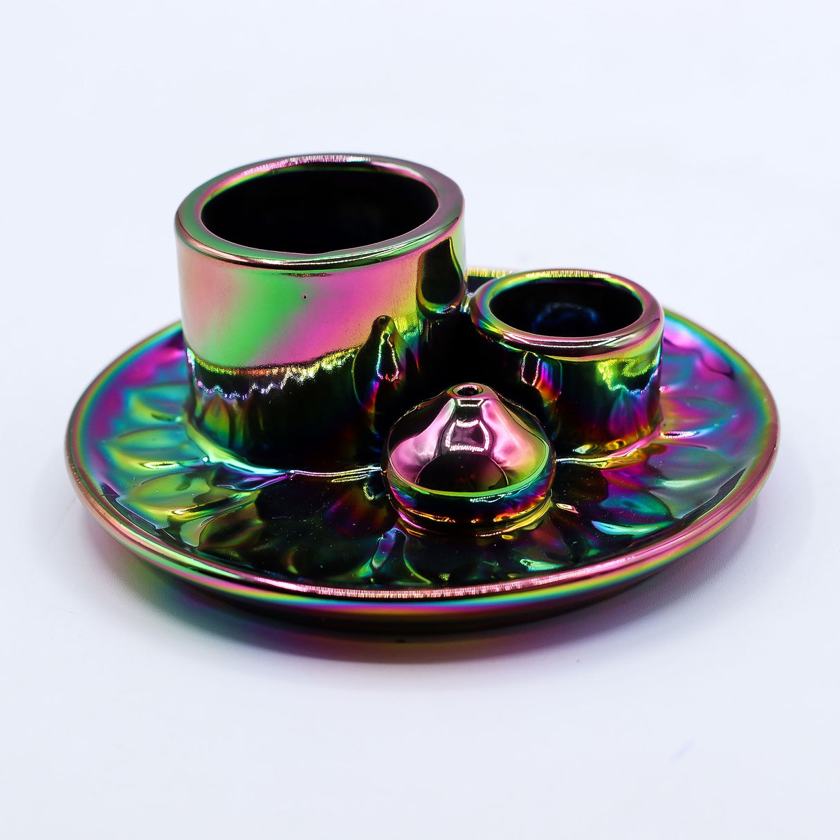 Palo Santo Smudge Incense Holder Iridescent Mandala Ceramic