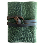 Handmade Green Leather Pocket Notebook Journal, Labyrinth 12.7×8.9cm