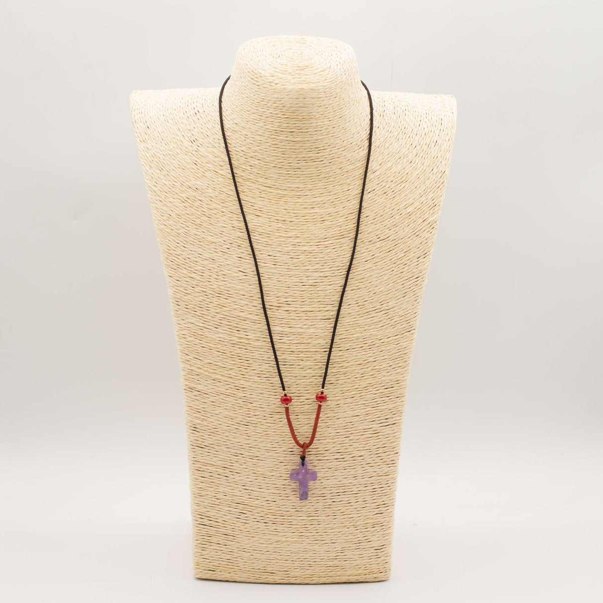 Cord Necklace Gemstone Pendant – Amethyst Cross