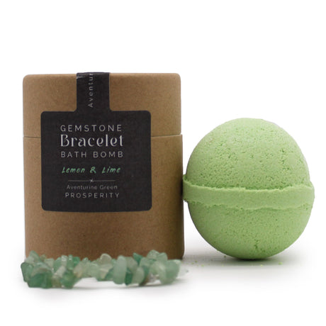 Bombe de bain avec bracelet en aventurine verte citron vert