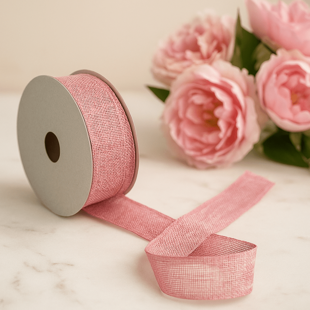 Baby Pink Ribbon 38mm x 20m Natural Texture - SHAMTAM.COM