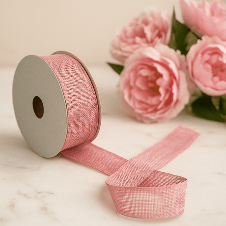 Baby Pink Ribbon 38mm x 20m Natural Texture - SHAMTAM.COM