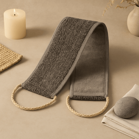 Back Scrubber For Shower - Bamboo Linen Charcoal - SHAMTAM.COM