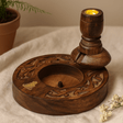 Backflow Incense Burner, Brass Buddha Mango Wood - SHAMTAM.COM