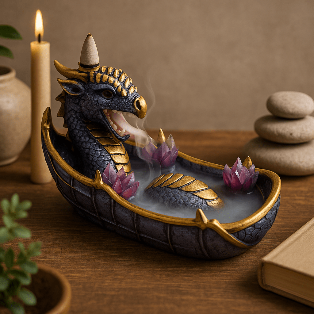 Backflow Incense Burner Dragon Amethyst Crystal - SHAMTAM.COM
