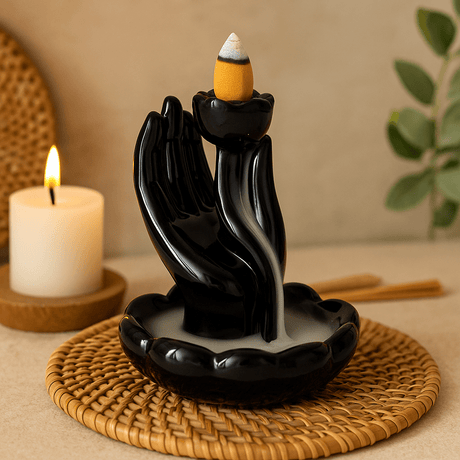 Backflow Incense Burner Hand and Lotus Flower - SHAMTAM.COM