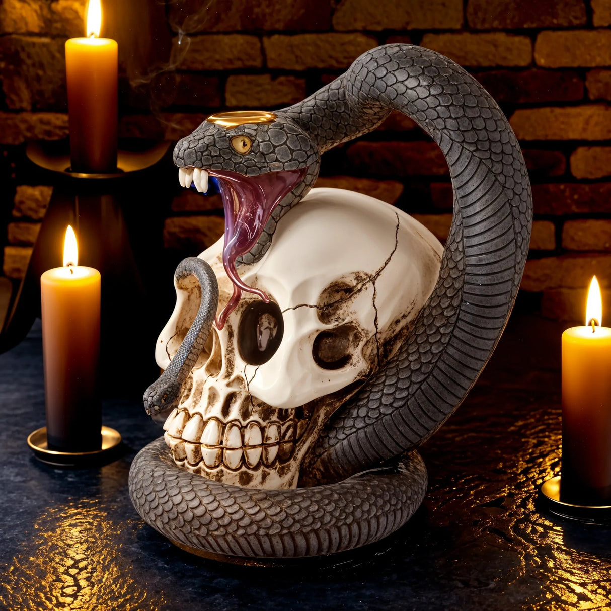 Snake and Skull Backflow Incense Burner - SHAMTAM.COM