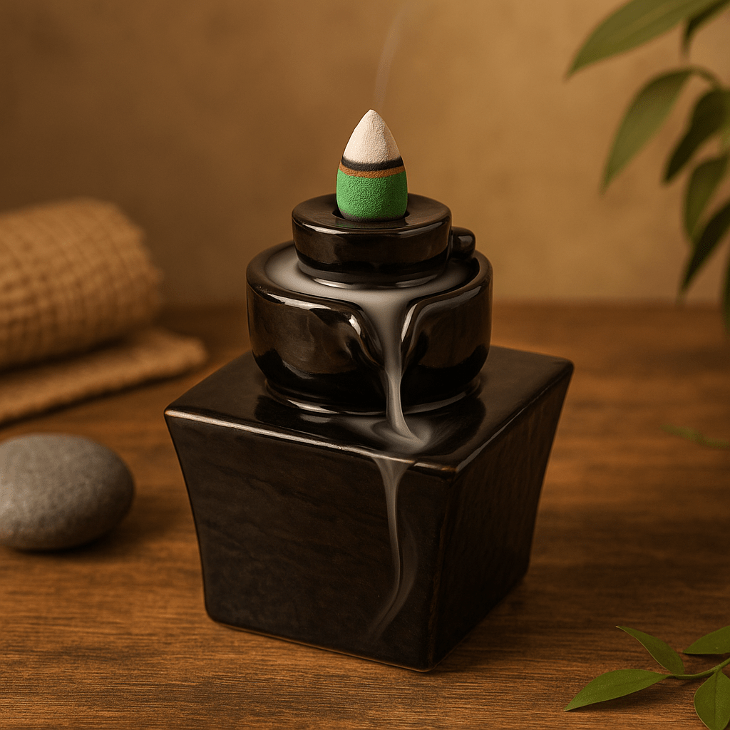 Backflow Incense Burner Waterfall Round To Square - SHAMTAM.COM