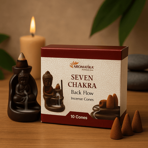 Visszaáramló füstölőkúpok, 10 darabos csomag, 7 csakra Aromatica