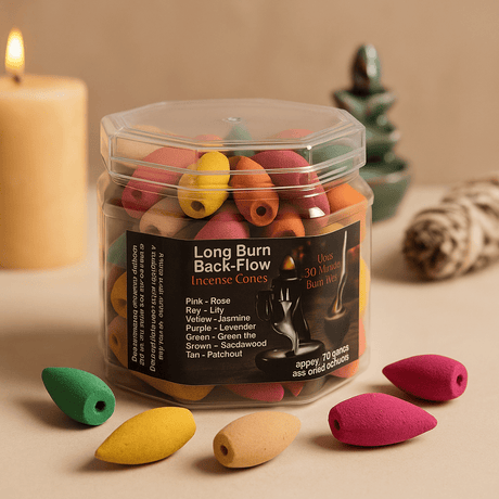 Backflow Incense Cones Assorted Fragrances 30 - Minute Burn Time - SHAMTAM.COM