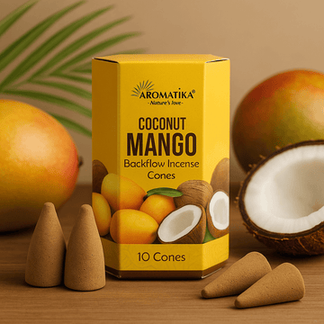 Backflow Incense Cones Coconut Mango 10 Cones Aromatika