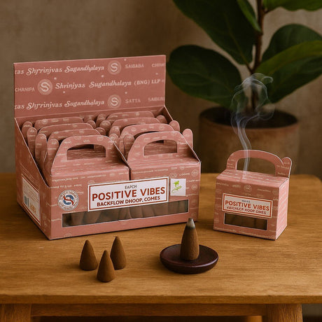 Backflow Incense Cones Positive Vibes Satya - SHAMTAM.COM