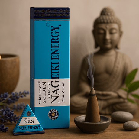 Backflow Incense Cones Reiki Energy 42g - Golden Nag - SHAMTAM.COM