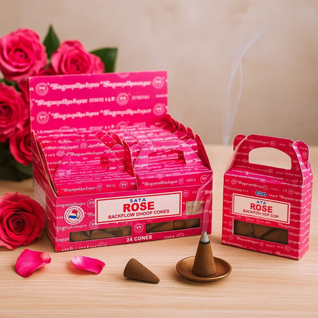 Backflow Incense Cones Rose 24 - Pack Satya - SHAMTAM.COM