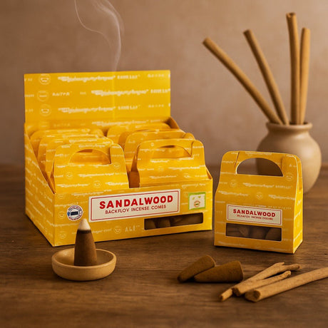 Backflow Incense Cones Sandalwood 24 Cones Satya - SHAMTAM.COM