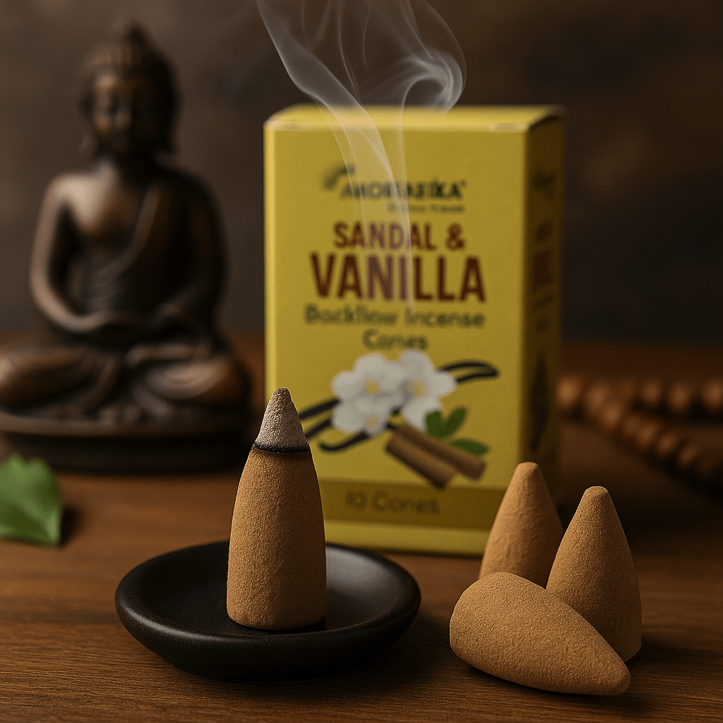 Backflow Incense Cones - Sandalwood Vanilla 10 Pack - SHAMTAM.COM