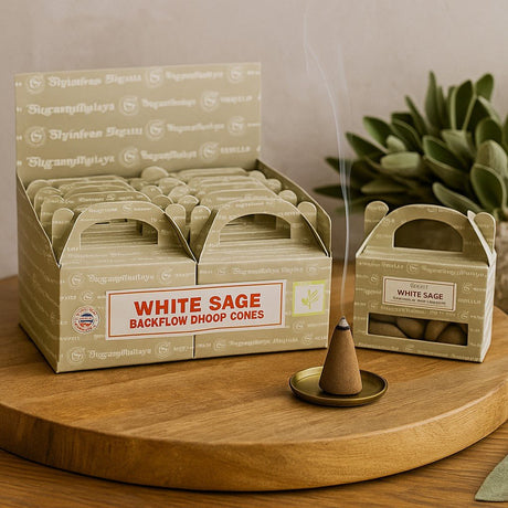 Backflow Incense Cones, White Sage 24 Count Satya - SHAMTAM.COM