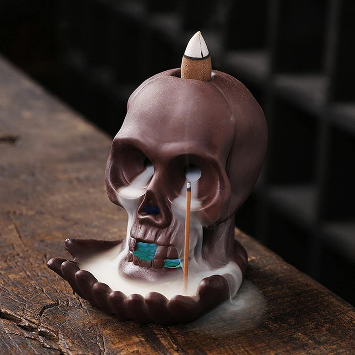 Incense Waterfall Backflow Burner - Weeping Skull (with light) - SHAMTAM.COM