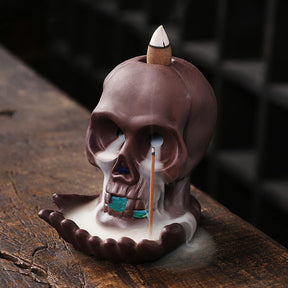Incense Waterfall Backflow Burner - Weeping Skull (with light) - SHAMTAM.COM