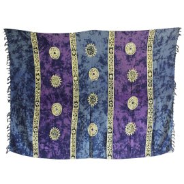 Bali Celtic Sarongs - Lucky Coins - Purple + Teal - SHAMTAM.COM