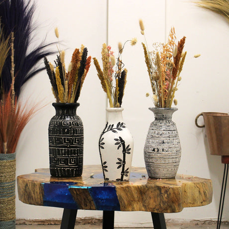 Boho Vase Bamboo Motif Straight - Natural - SHAMTAM.COM