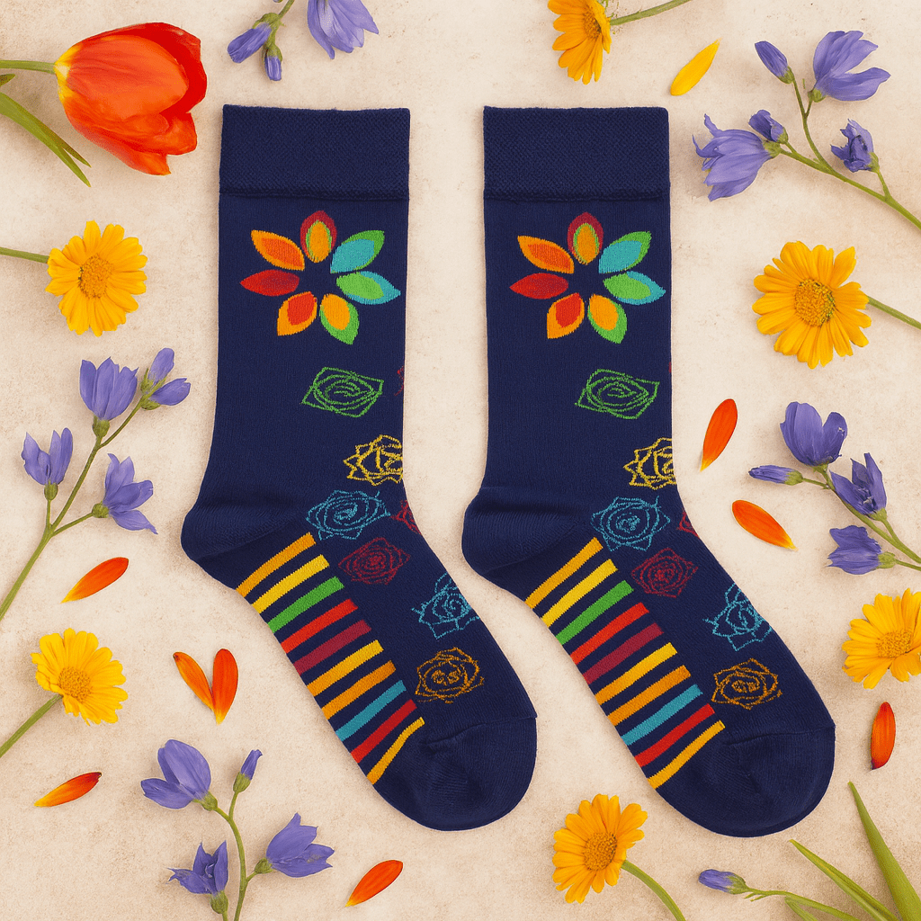 Bamboo Socks Medium - Large Rainbow Chakra - SHAMTAM.COM