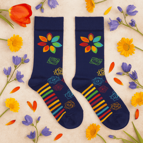 Bamboo Socks Medium - Large Rainbow Chakra - SHAMTAM.COM