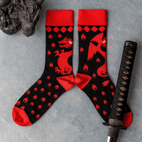 Bamboo Socks Red Dragons Medium Large - SHAMTAM.COM
