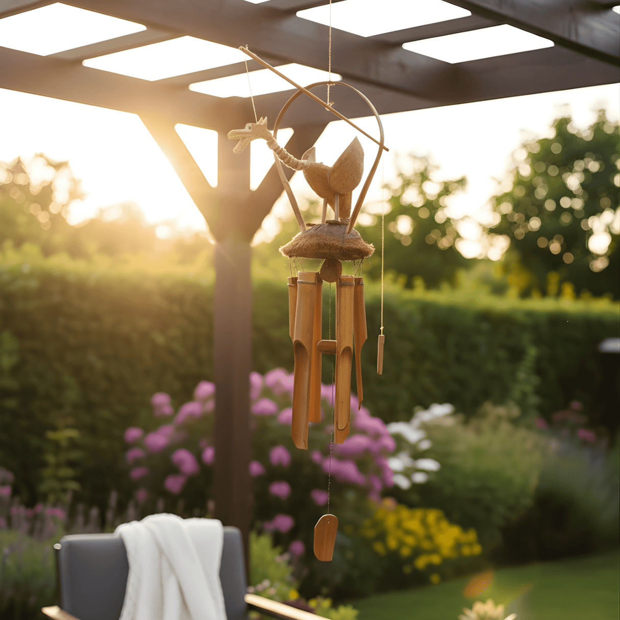 Bamboo Wind Chime Coconut Dragon - SHAMTAM.COM