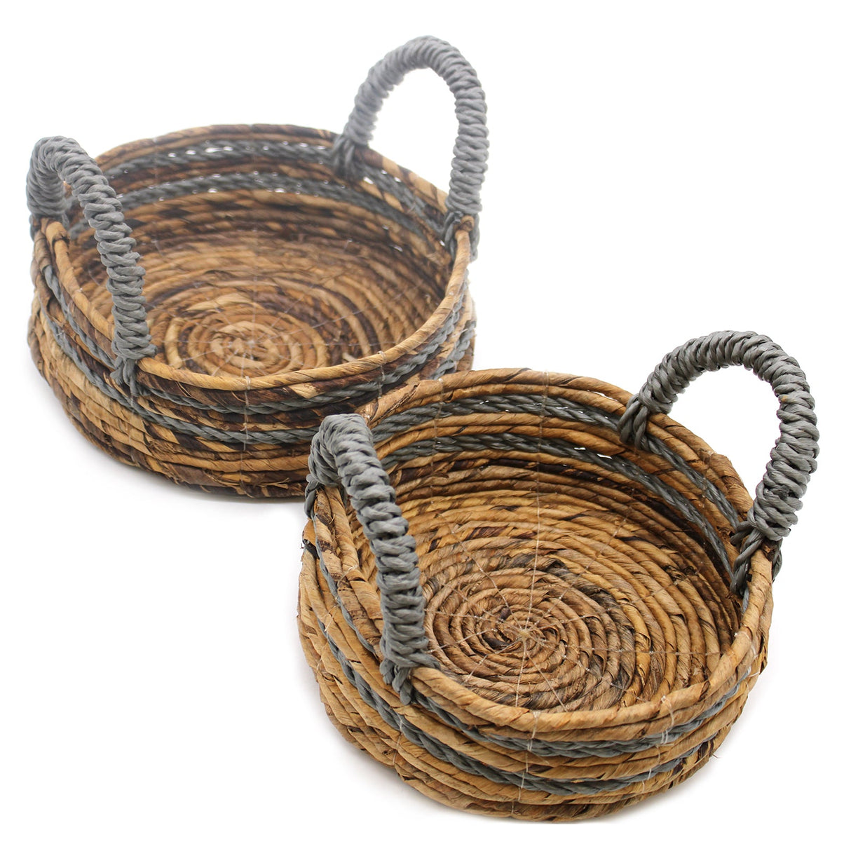 Banana Leaf & Abu - abu Raffia Basket - Set of 2 - SHAMTAM.COM