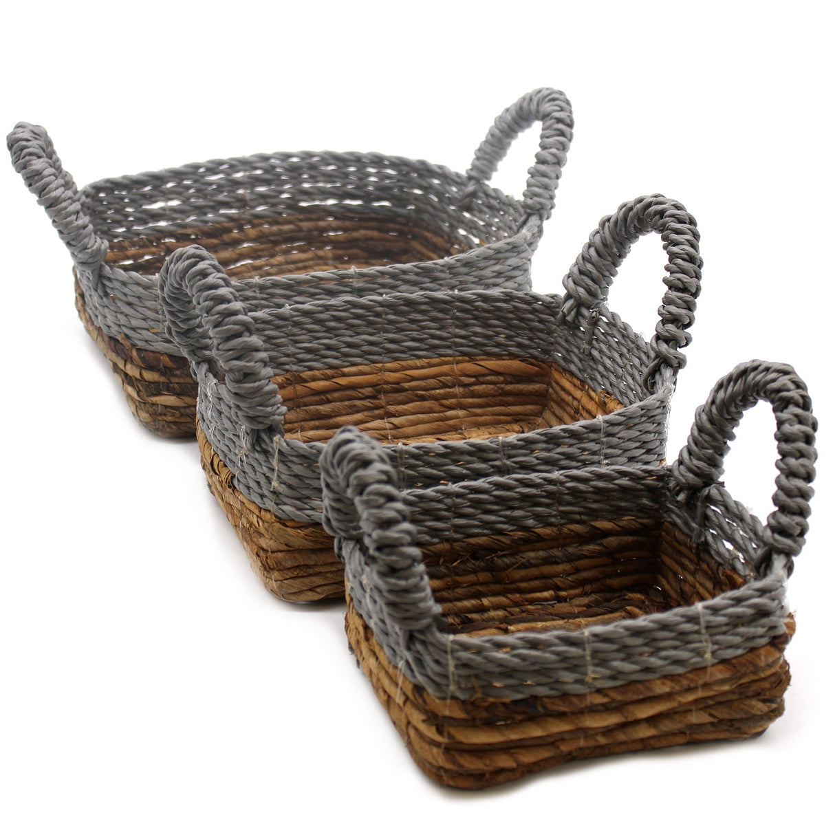 Banana Leaf & Abu - Abu Raffia Square Basket - Set of 3 - SHAMTAM.COM