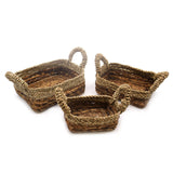 Banana Leaf & Seagrass Square Basket - Set of 3 - SHAMTAM.COM