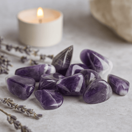Banded Amethyst Tumbled Stones, Set of 24 Medium - SHAMTAM.COM